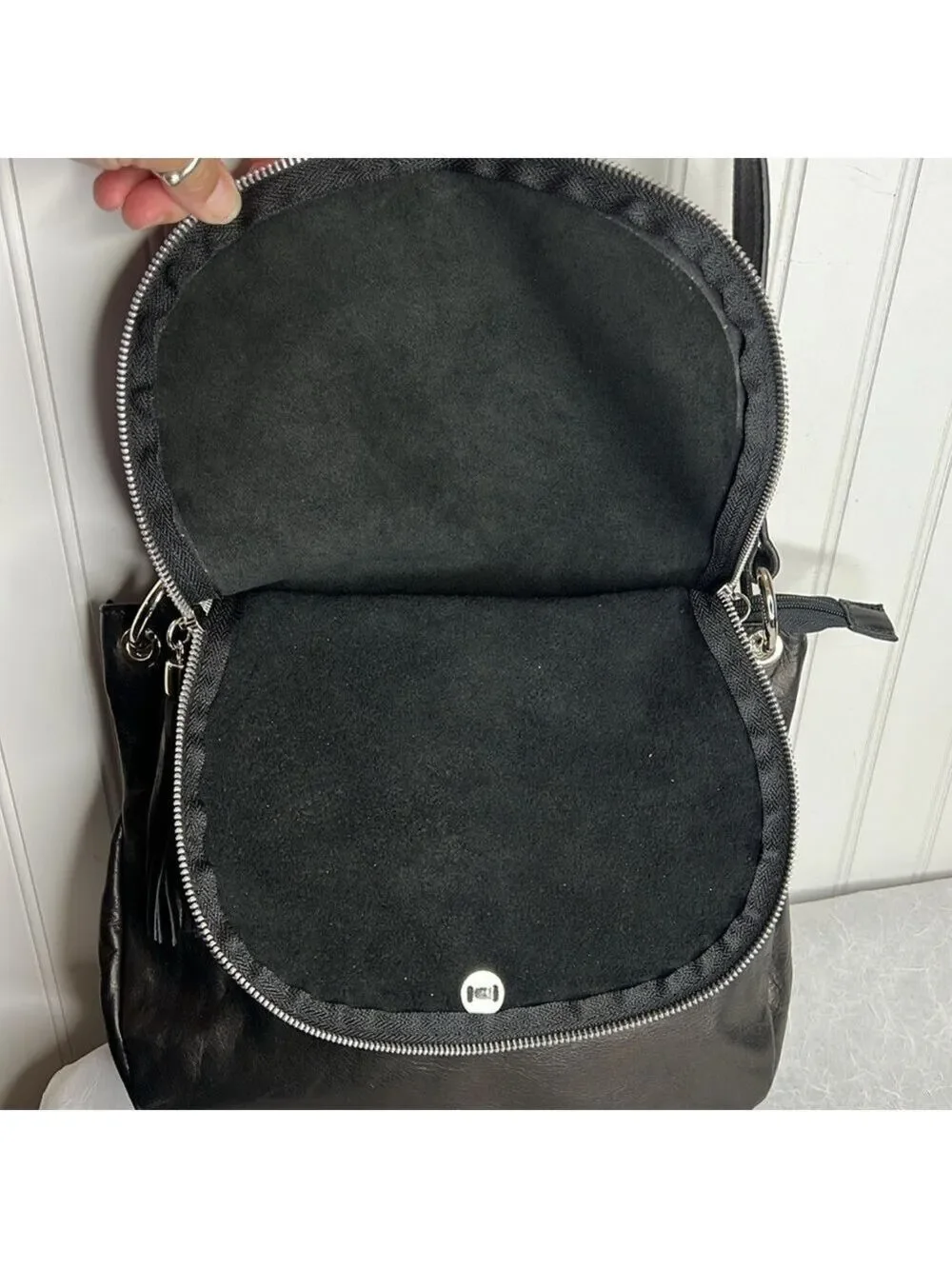 - Mila Blue Leather Saddle Bag